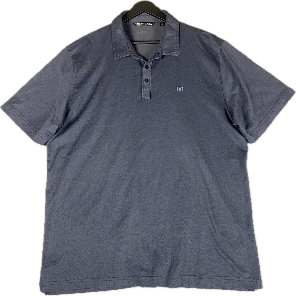 TravisMathew Mens Golf Polo Shirt XXL Blue Pima Cotton Blend Short Sleeve Preppy